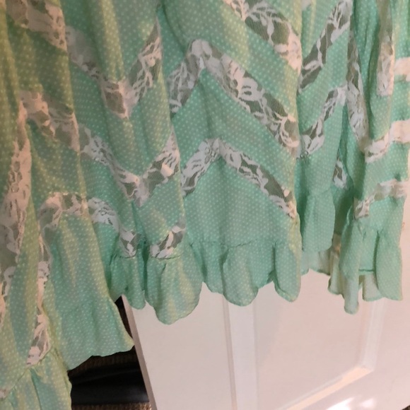 Mint Lace and dots Bohemian top - Picture 5 of 5